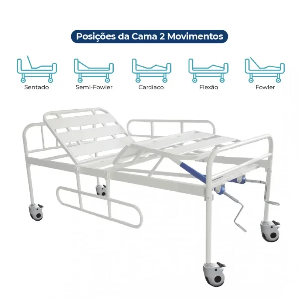 Cama Hospitalar 2 movimentos hasta  180kg dx2 - Dellamed - Imagen 2